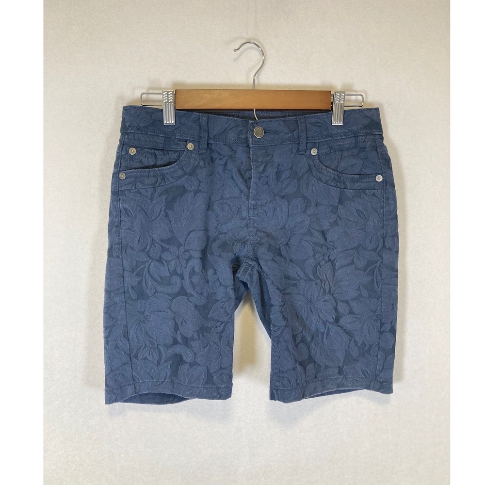 Floral Jacquard Simply Vera Vera Wang Women‎ 2 Blue Textured Bermuda Shorts